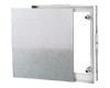 Access doors on a PVC frame for attaching ceramic tiles.